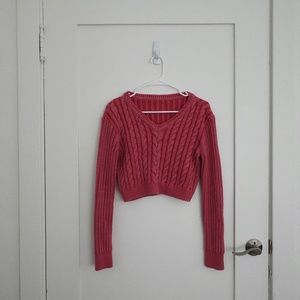 BLACKUP PINK V-NECK CROPPED SWEATER